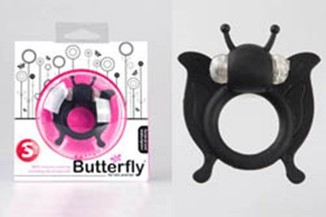 Butterfly cockring noir 100% silicone